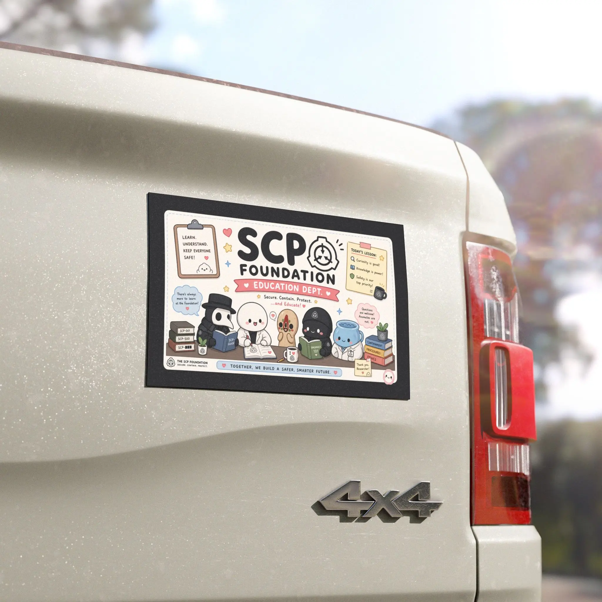 SCP Foundation Education Dept car magnet | Cute SCP characters, containment theme