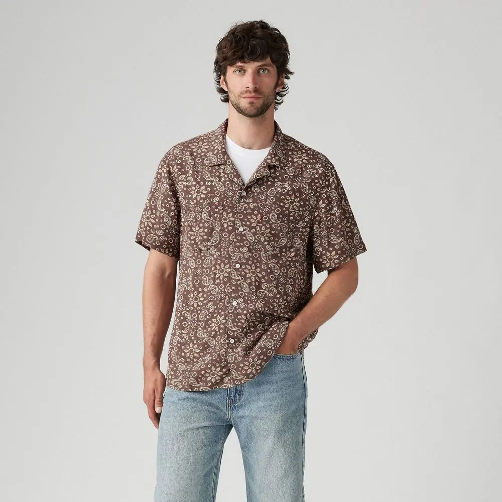 Levi's Men's Relaxed Fit Short Sleeve Camp Button-Down Shirt, Garment, Shortsleeve