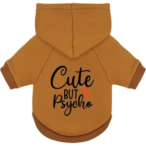Warm Soft Dog Hoodie with Leash Hole, Fun Slogan Print, Cozy Winter Coat for Small Medium Dogs and Cats, Perfect for Cold Weather and Daily Walks, Camel S