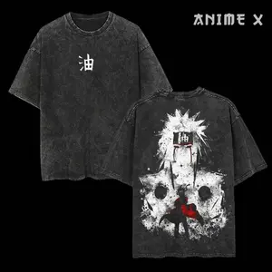 [FS] Retro Heavy Limited Legendary Sannin Jiraiya" - Naruto Anime Double Printed Vintage Oversized Washed Tee Unisex Oversize Anime Manga Washed Heavyweight Cotton T-shirt III