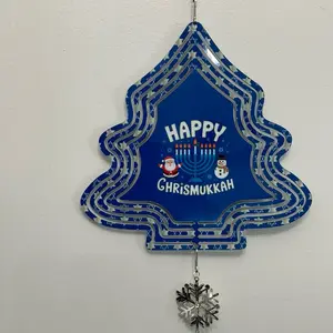 Happy Chrismukkah Wind Spinner - Festive Hanging Decor