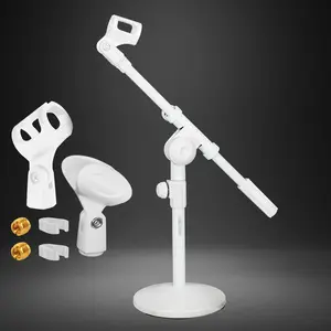 5Core Desktop Mic Stand Round Base Universal Desk Microphone Holder Table Top Stands Durable Adjustable