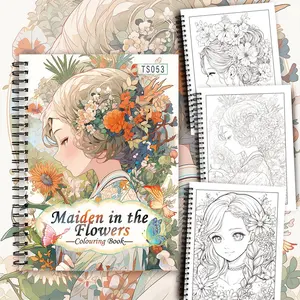 Spiral Coloring Book, 1 Count Flower Pattern Coloring Book, DIY Painting Supplies for Stress Relief, Holiday Gift, Back to School Gift