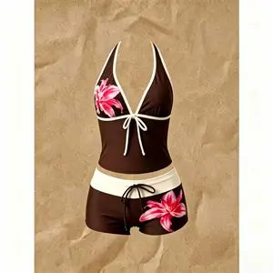 2026 New Summer Women's Two-Piece Plaid Bikini Set, Retro Sportswear, Perfect for Pool Parties and Luxury Beach Vacations