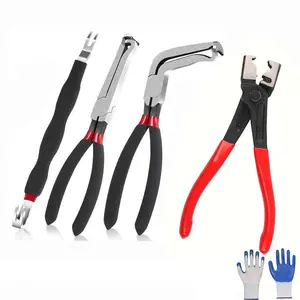 4 Pieces Automotive Electrical Disconnect Pliers Kit, High-Carbon Steel Connector Separator With Straight & 60° Pliers, Hose Clamp Plier, Plug Release Tool And Wire Terminal Removal