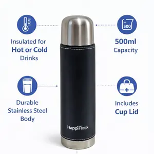 500ml Stainless Steel Vacuum Flask Thermos Bottle with Cup Lid Insulated for Travel Work Daily Use Portable Drinkware