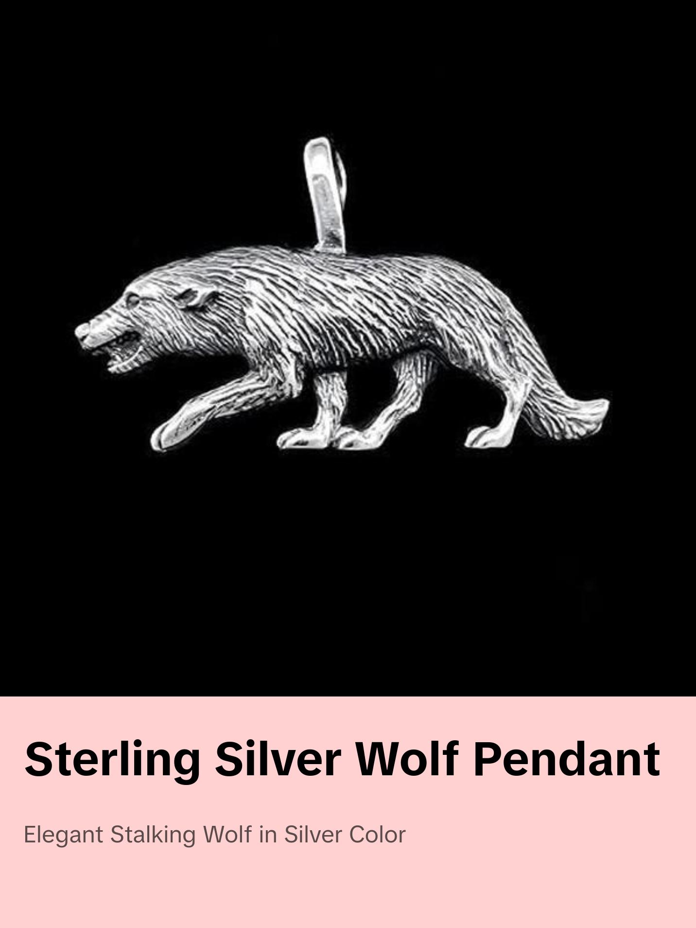 Sterling Silver Stalking Wolf Pendant