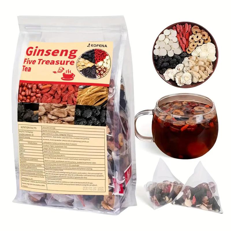 KOFENA Kidney Tea Formula Ginseng Five Treasure Tea, 30pcs/Boxevera Ginseng Five Treasure Aid Root Kidney Tea, EveragesMen'S Kidney Tea