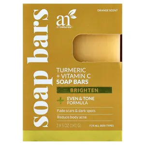 artnaturals Turmeric + Vitamin C Soap Bars, For All Skin Types, Orange, 2 Bars, 5 oz (141 g) Each