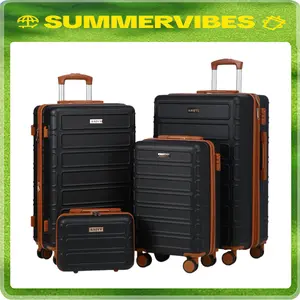 AAIVV 4 PCS Luggage Sets, Expandable ABS Travel Suitcase Set with Double Spinner Wheels, TSA Lock Hardshell Durable Traveling Bag Luggage Sets (13/20/26/28in) Gift for Back to School summervibes