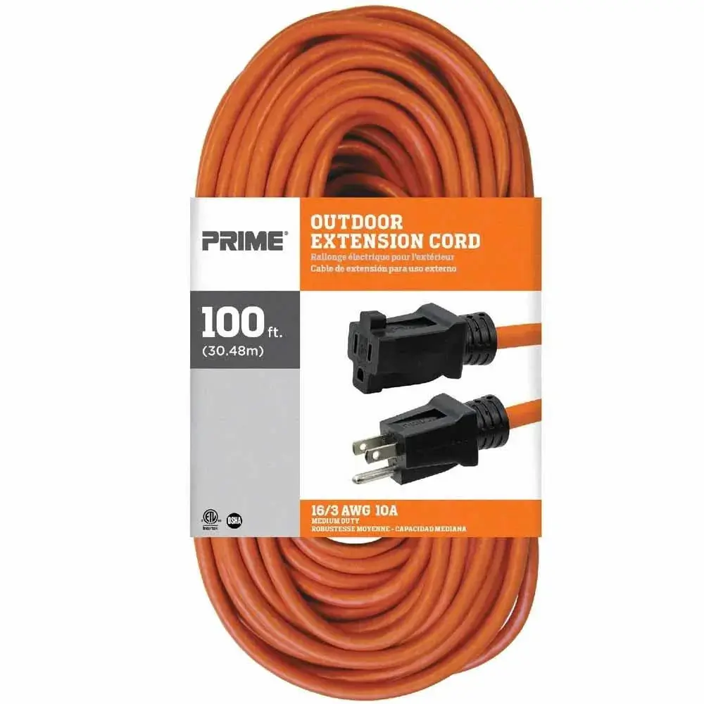 100 ft. Outdoor Extension Cord 16/3 Gauge SJTW Orange 100 ft. Outdoor Extension Cord 16/3 Gauge SJTW Orange