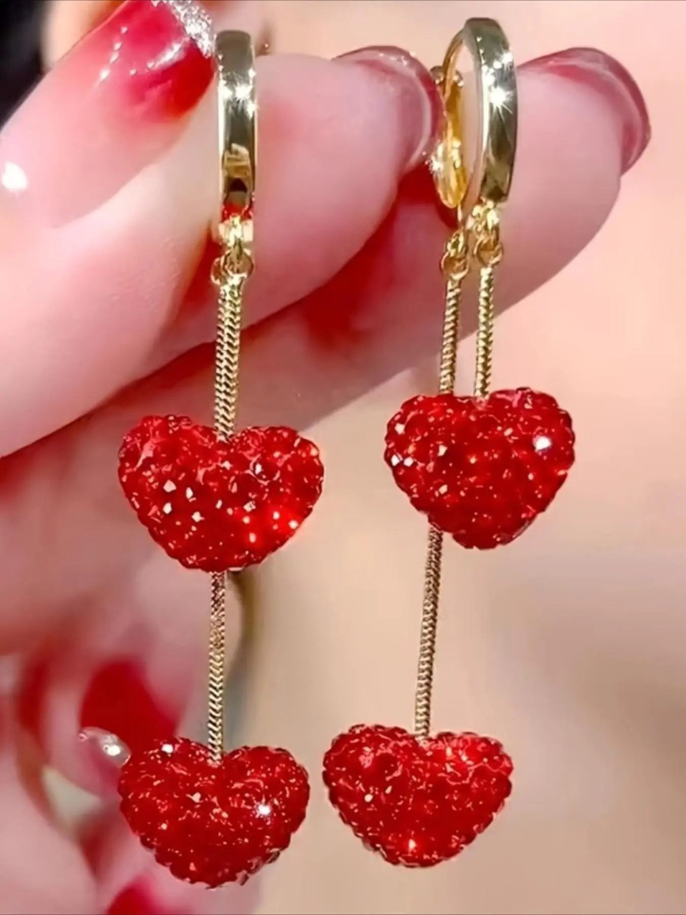 Fashion Sweet Heart Tassel Earrings, Heart Shaped Earrings, Elegant Party Jewelry, Women's Design, Valentine's Day Gift, Trendy and Chic Earings, Jewelry Gifts, Valentines Day Jewelry, Fashionable Earrings