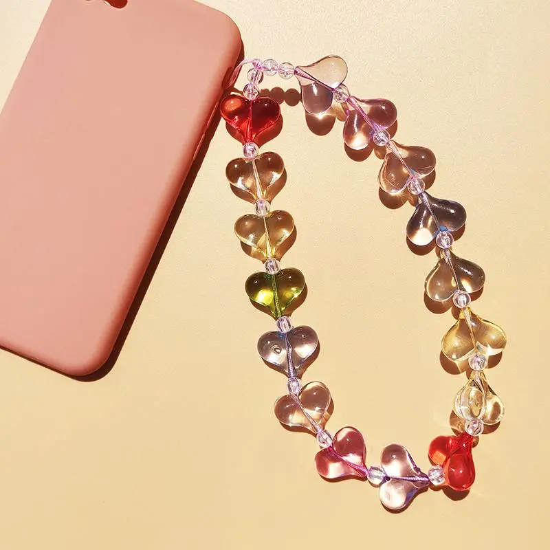 Color Heart Shaped Phone Chain, Phone Charm, Fashion Phone Decor Hanging Rope For Women & Girls