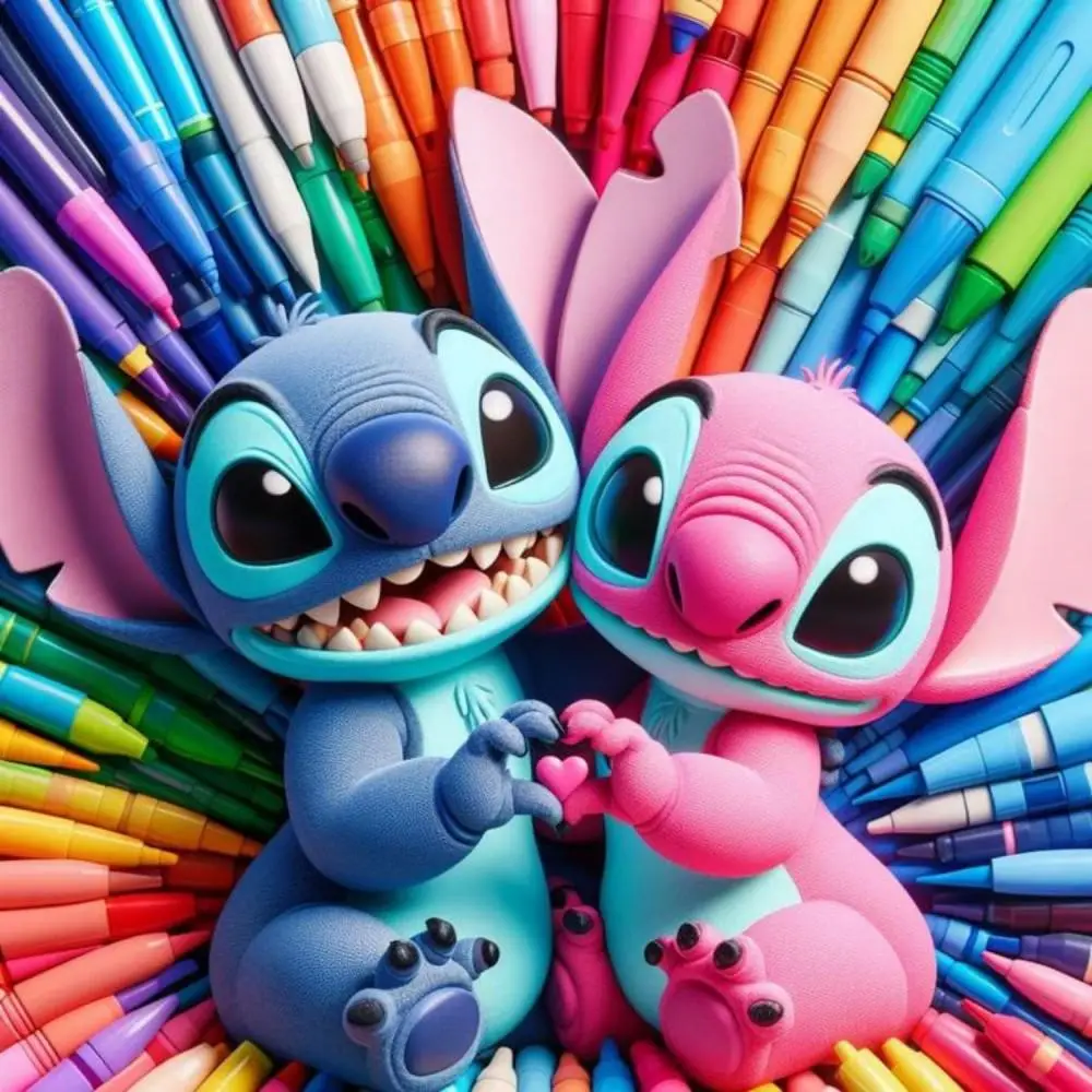 Stitch & Angel Diamond Arts Colorful Painting Kit without Frame, DIY 5D Diamond Arts Colorful Painting Kit, Wall Art Decor for Home