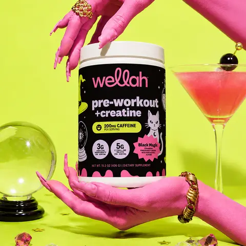 Wellah Pre-Workout + Creatine For Woman | Caffeine Supplement | 3g Creatine Monohydrate Per Serving | 200mg Natural Caffeine | 500mg L-Glutamine Per Serving | 30 Servings Fitness Dietary