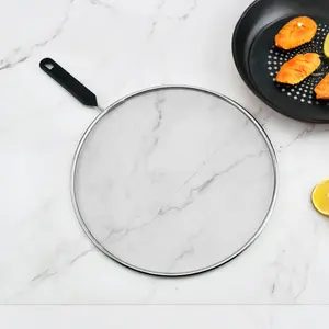Stainless Steel Fine Mesh Splatter Screens, Use on Boiling Pots Frying Pans Cookware Grease Oil Guard, Safe Cooking Lid Kitchen Utensils