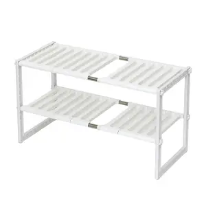 2-layer Under Sink Storage Rack, 1 Count Adjustable Kitchen Counter Sink Rack, Bathroom Cabinet Organizer, Multi-functional Expandable Rack