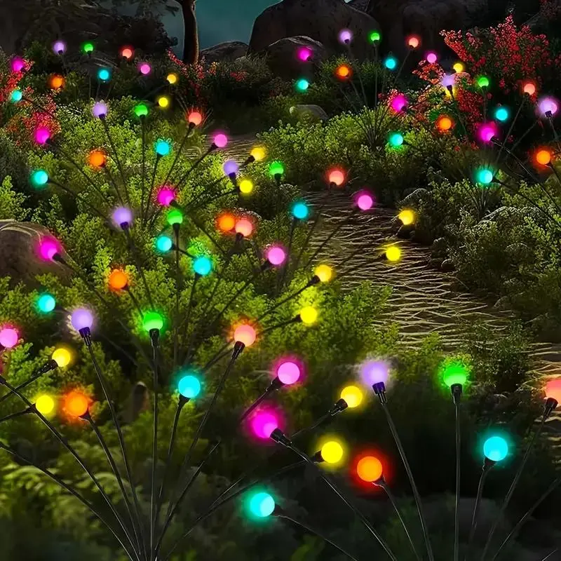 Solar Garden Decor Light Outdoor IP65 Waterproof, 12/8 LED Solar Firefly Lights, Solar Swinging Lanterns for Yard Deck Pathway Plant Decoration, Night Light, Light Up Lantern, Solar Landscape Lights