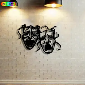 1pc Comedy Tragedy Masks Metal Wall Art, Dramatic Masks Statue Mural, Ideal Gift for Halloween, Theater Festival, Weather-Resistant Metal Wall Decor Wall Sculptures, Perfect for Living Room Wall & Garden Fence, Theater Decor Enthusiasts
