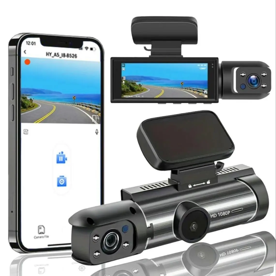 Car DVR with 32GB SD Card, 1 Count USB Rechargeable WiFi Car DVR with Super Night-Vision, Loop Recording, G-sensor, Car Video Surveillance for Front & Rear