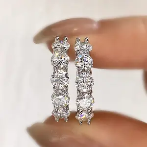 Moissanite Stud Earrings Designed for Both Men And Women, Featuring D Color Moissanite Hoop Earrings Made from 925 Sterling Silver. These Elegant Eternity Wedding Jewelry Pieces Make Perfect Gifts for Couples