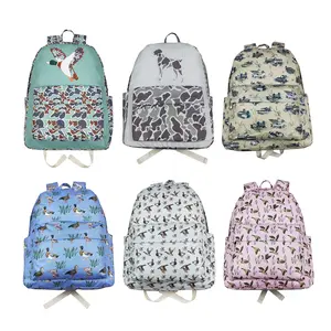 BA0259-hunting mallard ducks green plaid fashion backpack