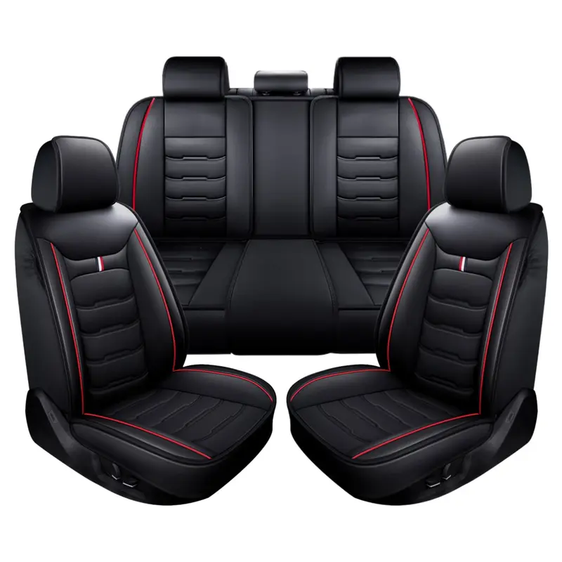 For Dodge Ram 1500 2009-2023 2500 3500 Pickup Trucks Car Seat Covers Full Set PU Leather Front Rear Cushion Non-slip Protector Pad Breathable Waterproof, Side Open Design