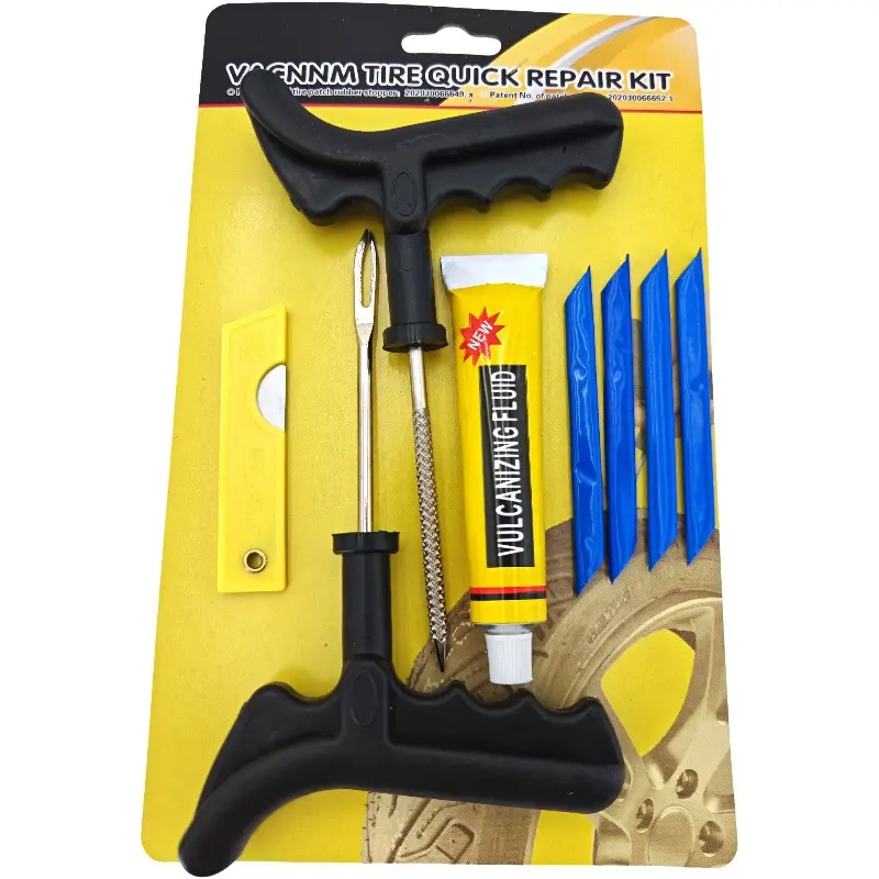 8-Piece Tire Repair Kit with Self Vulcanizing Plugs for Emergency Car Tubeless Tire