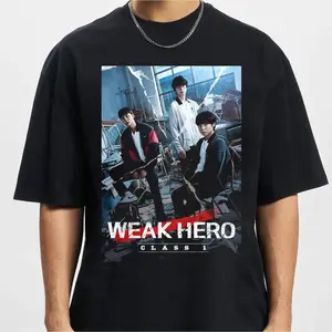 Weak Hero Class Black T-Shirt – Korean Webtoon Action School Graphic Tee, Unisex Casual Wear