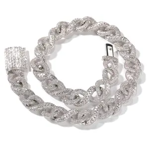 Men's 16mm Hip-Hop Chain Necklace, Iced Out Zircon Infinity Link, Casual Silver-Tone Characteristic Jewelry