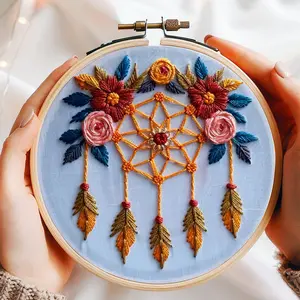 Beginner Embroidery Kit, Elegant Cross Stitch Set, Cookie Man Design, DIY Craft Supplies, Includes Printed Fabric, Threads, Needles, Needle Crafts Kit