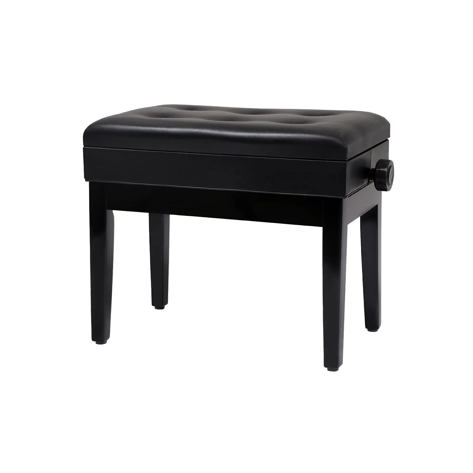 SONGMICS Adjustable Wooden Piano Bench Stool with Sheet Music Compartment, Decorative Buttons, Durable Material, Effortless Assembly, Resilient Cushioned Seat