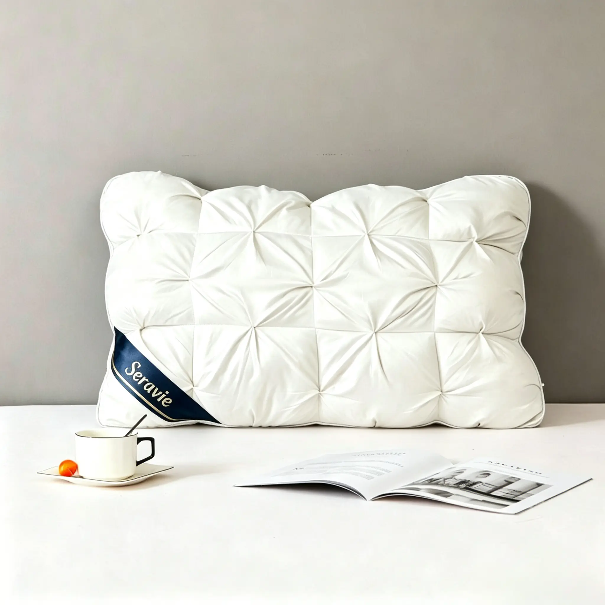 Seravie Twisted-Stitch Pillow with 3D Technology for Ergonomic Neck Support Breathable Hypoallergenic Machine-Washable Comfortable Sleeping Experience