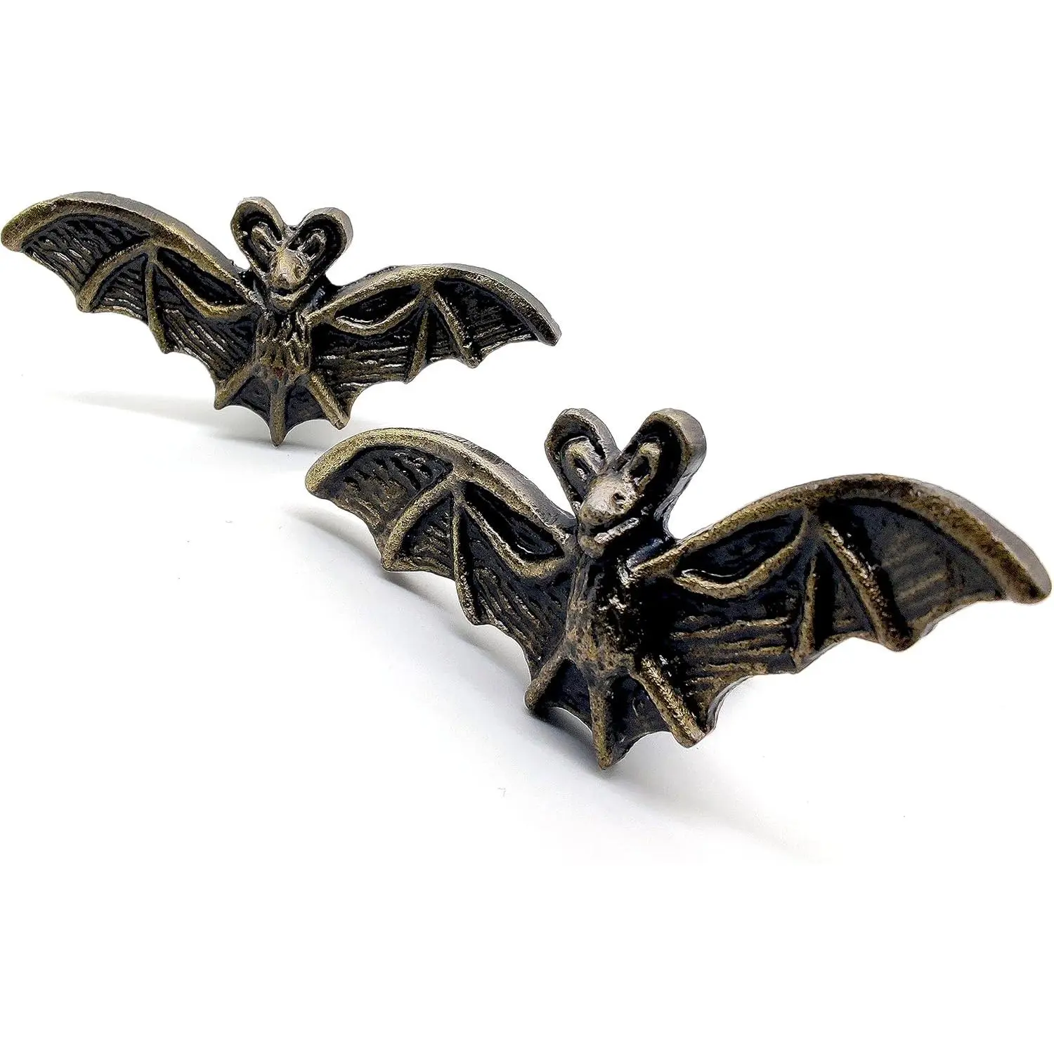 's Bat Cabinet Cast Iron Knobs 2 Pack - Decor Knobs for Kitchen Cabinet, Drawer Pull, French Vintage Verdigris Shabby Chic Dresser and Cupboard Handle