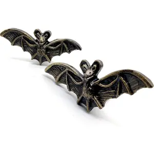 's Bat Cabinet Cast Iron Knobs 2 Pack - Decor Knobs for Kitchen Cabinet, Drawer Pull, French Vintage Verdigris Shabby Chic Dresser and Cupboard Handle