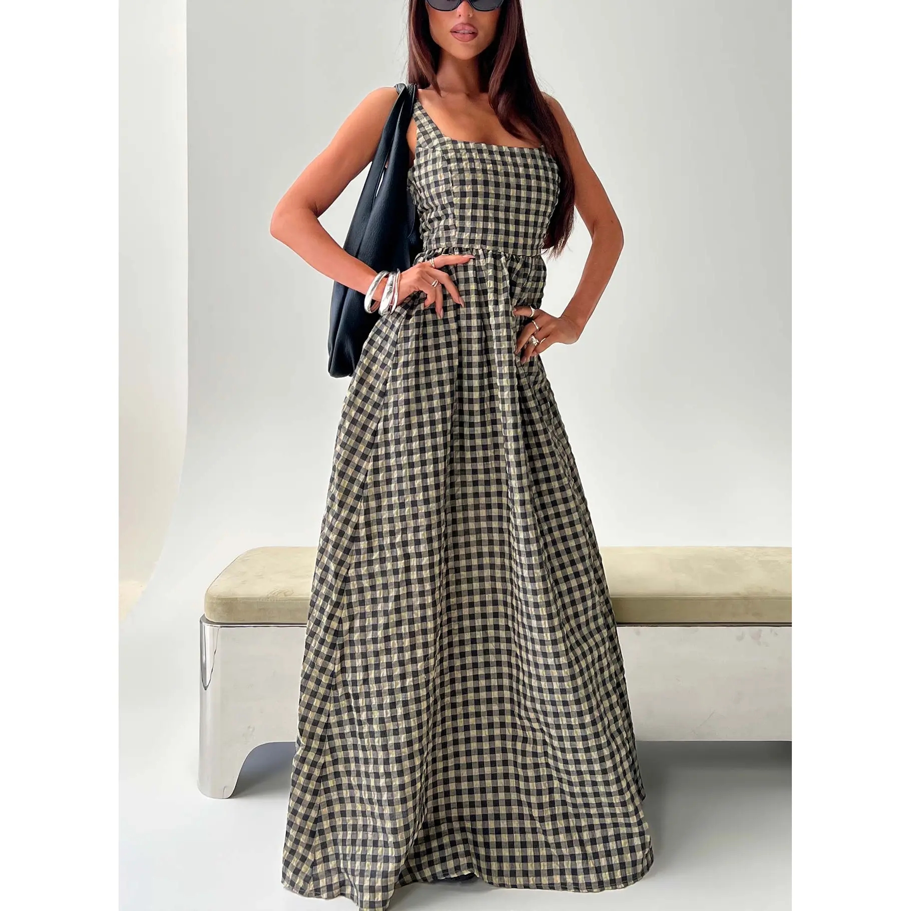 Cartmel Check Maxi Dress Black / Cream - TikTok Shop Cartmel Check Maxi Dress Black / Cream - TikTok Shop