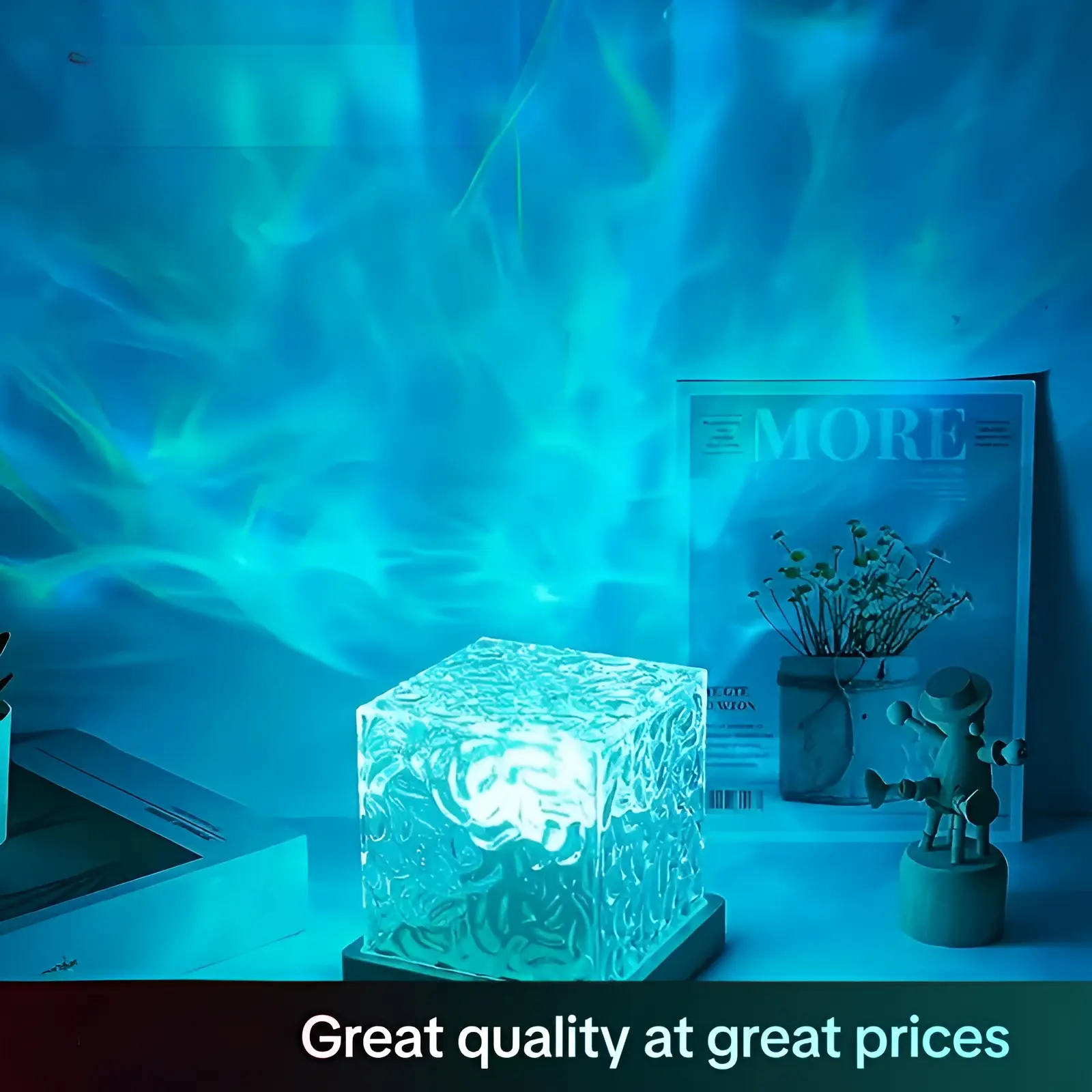 Aurora, Water Ripple and Sky Projector Light, 1/2 Counts USB Rechargeable 16-color LED Projector Lamp with Remote Control, Northern Lights Ambient Ceiling Light, Ceiling Projection Lamp for Room Decor