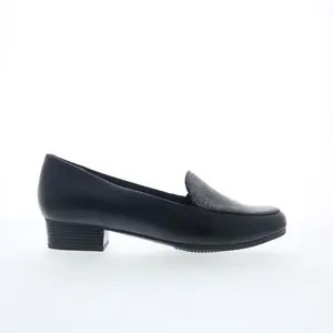 Trotters Monarch T1713-034 Womens Black Leather Slip On Loafer Flats Shoes
