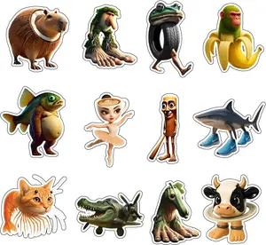 12PCS Mythic Creature Fridge Magnets Set – Weirdcore Animal Magnetic Stickers, Fantasy Beast Refrigerator Magnets for Kitchen, Locker, and Office Decoration Gifts (A)