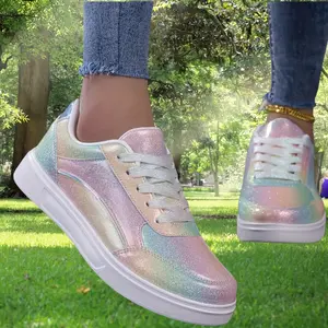 Vibrant Iridescent Sneakers - Ultra-Lightweight, Breathable, Stabilizing Running Shoes with EVA Sole for Normal Pronation, Non-Slip Outsole, and Soft Fabric Inner - Perfect for Leisure Sports and Walking