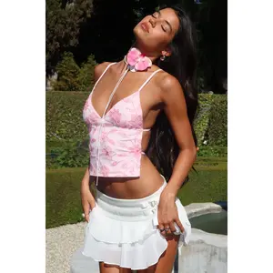 Pia Sequin Floral Backless Top