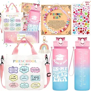 Preschool Graduation Gifts Set for Girls, Class of 2026 Kindergarten Graduation Gift Basket Includes Graduation Water Bottle, Bracelet, Tote Bag & Cute Accessories.