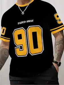 Men's Casual Streetwear 3D Digital Print Short Sleeve Fitted T-Shirt, Breathable Knit Fabric, Slight Stretch, All Seasons Wear, Striped Pattern