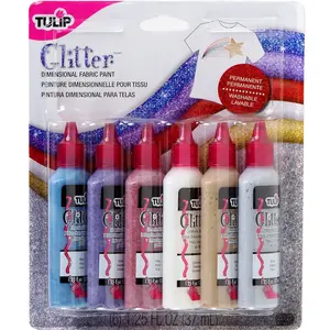 Tulip Puff Paint Glitter, Multi-Surface Craft Paint, 1.25 fl oz 6 Pack
