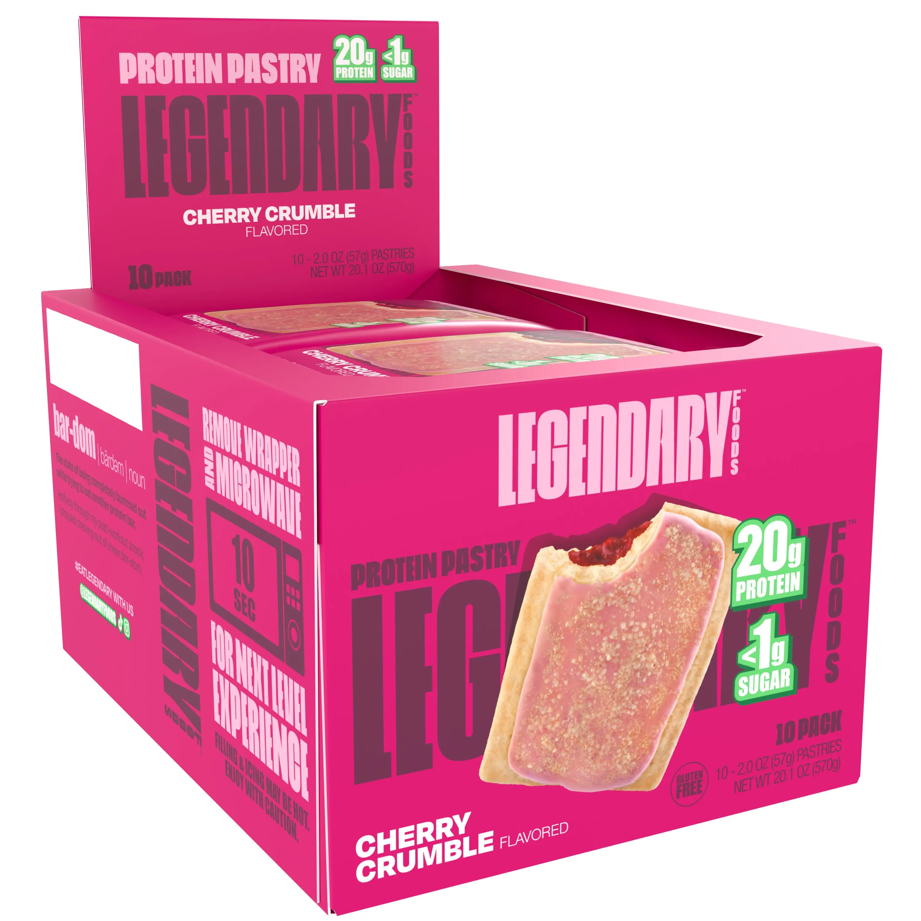 Legendary Foods Protein Pastry, Cherry Crumble Flavor - 10-Pack Snack