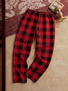 Plaid Home Pants, Classic Plaid, Loose-Fitting Casual Style, Comfortable Sleepwear, Soft Fabric, Elastic Waist