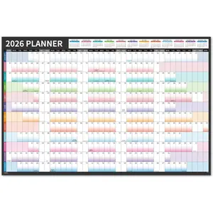 2026 Yearly Wall Calendar - 2026 Wall Calendar, Jan.2026 - Dec.2026, 12 Monthly Calendar with Julian Dates, Round Sticks, 34.6" x 23.11" (Open), Yearly Calendar 2026 for Daily Organizing, Black