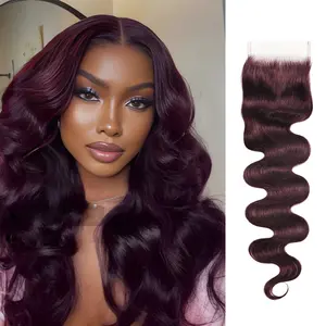Nadula Burgundy Plum 4x4 Lace Closure Body Wave Lace Part Human Hair For Making Wigs Summervibes TikTokShopStockUp