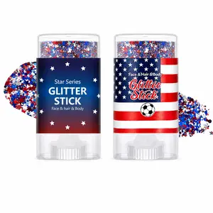 4th of July Glitter Makeup Stick - Red, White & Blue Body Glitter, Hair Glitter & Face Sparkle for Independence Day, Festivals, Concerts and Patriotic Parties