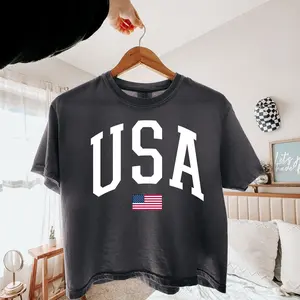 Usa Crop Top Comfort Colors American Flag Cropped Tee